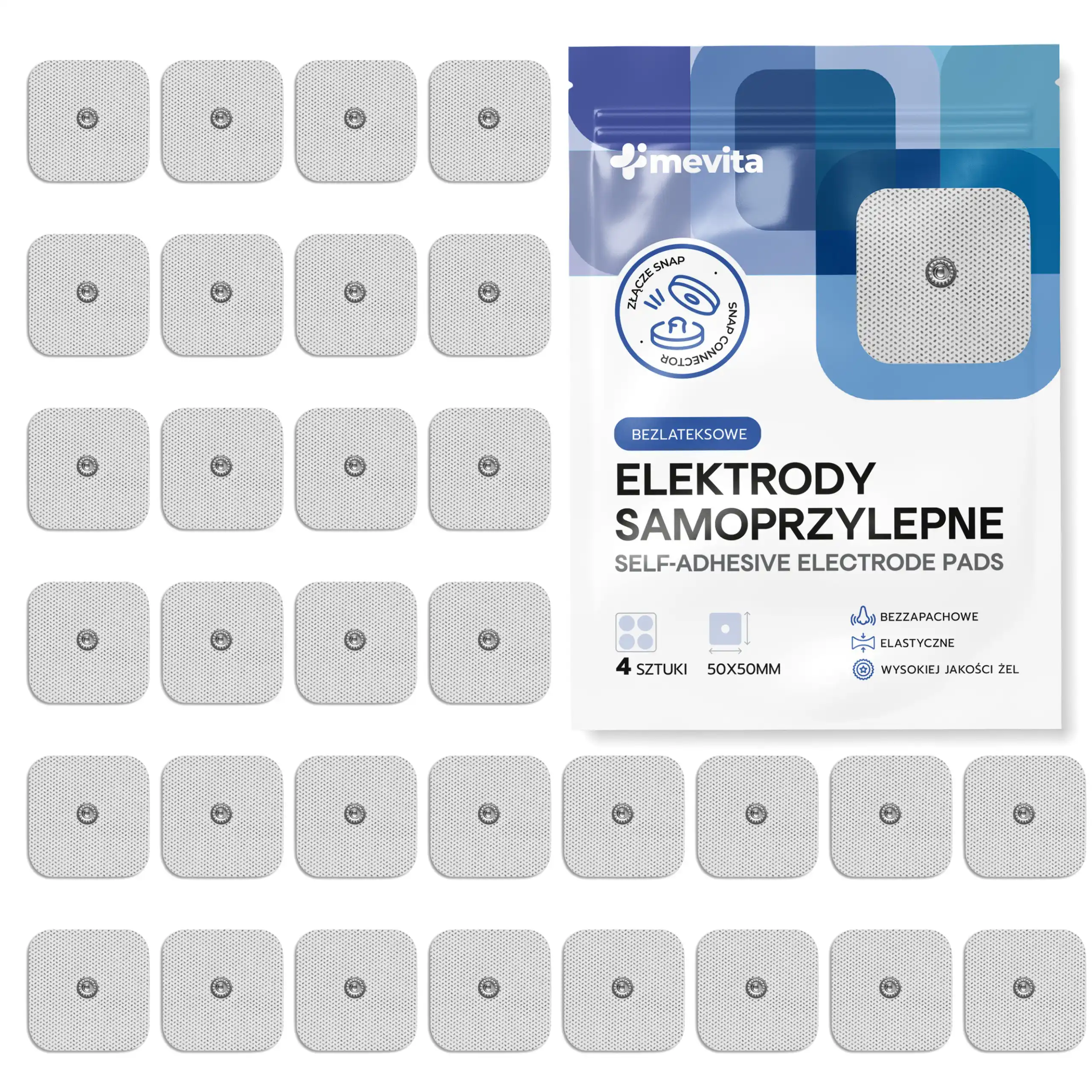Elektrody samoprzylepne 5x5 cm SNAP 3,5 mm – 32 szt.