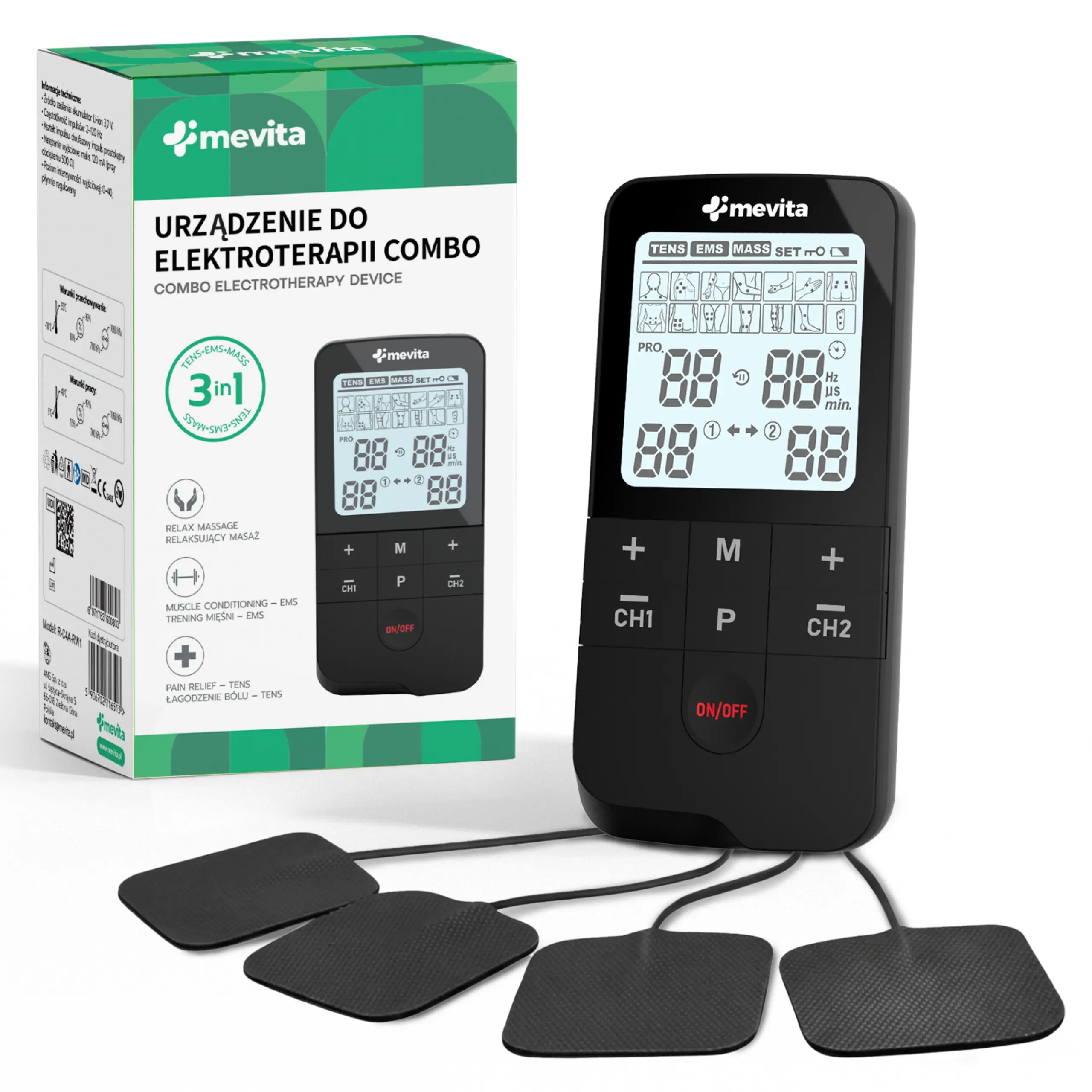 Elektrostymulator mięśni Combo TENS/EMS