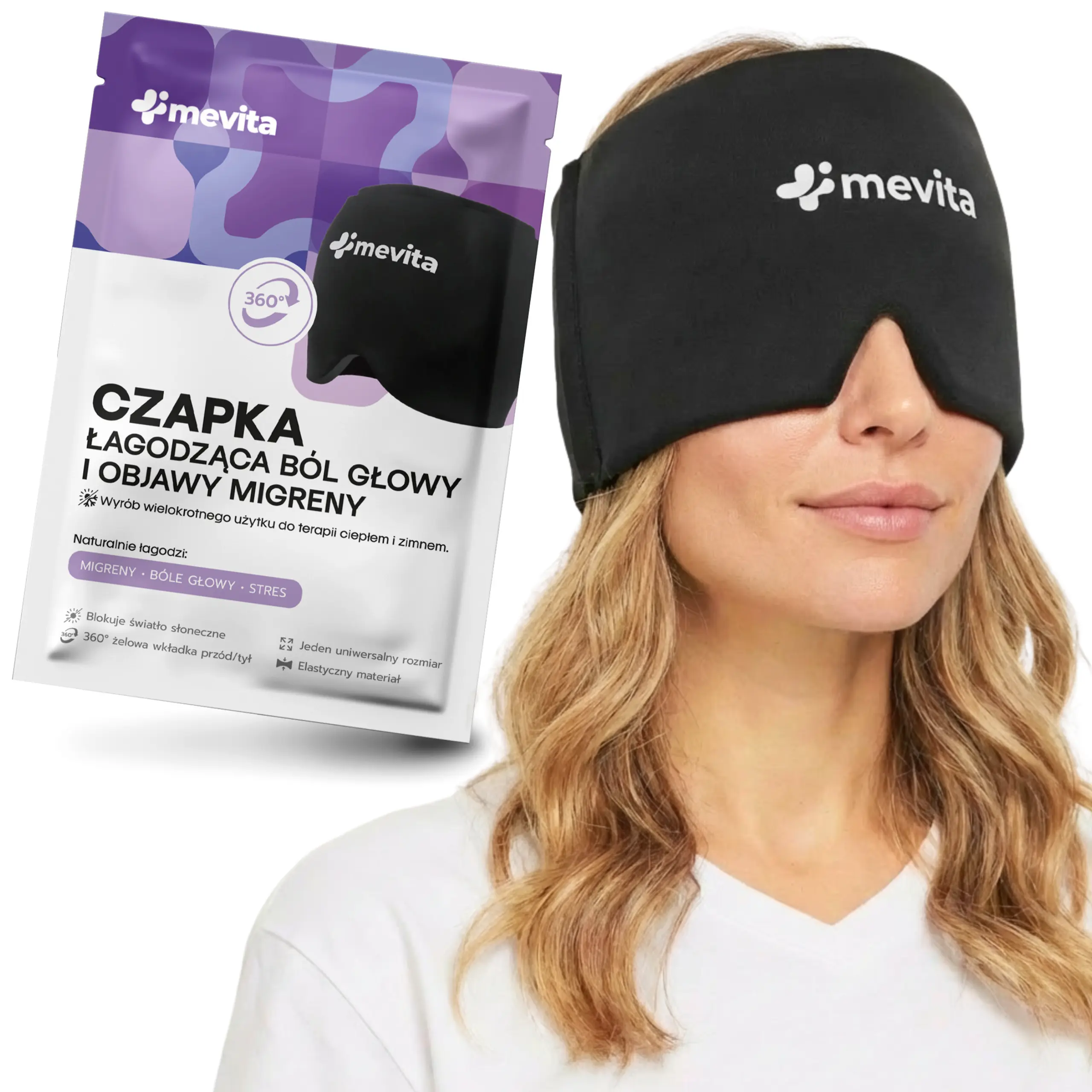 Czapka chłodząca na migrenę czarna